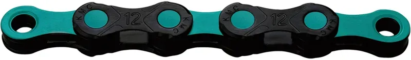 KMC X12 DLC Waxed Chain 126 Links In Black/Celeste