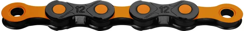 KMC X12 DLC Waxed Chain 126 Links In Black/Orange