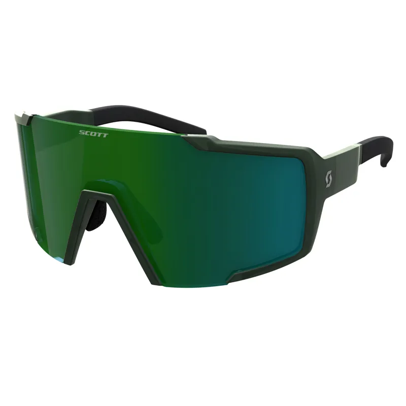 Scott Shield Compact Glasses in Kaki Green/Green Chrome