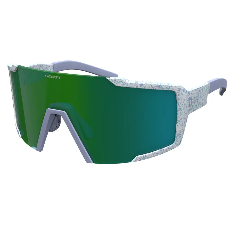 Scott Shield Compact Sunglasses in Terrazzo White/Green Chrome
