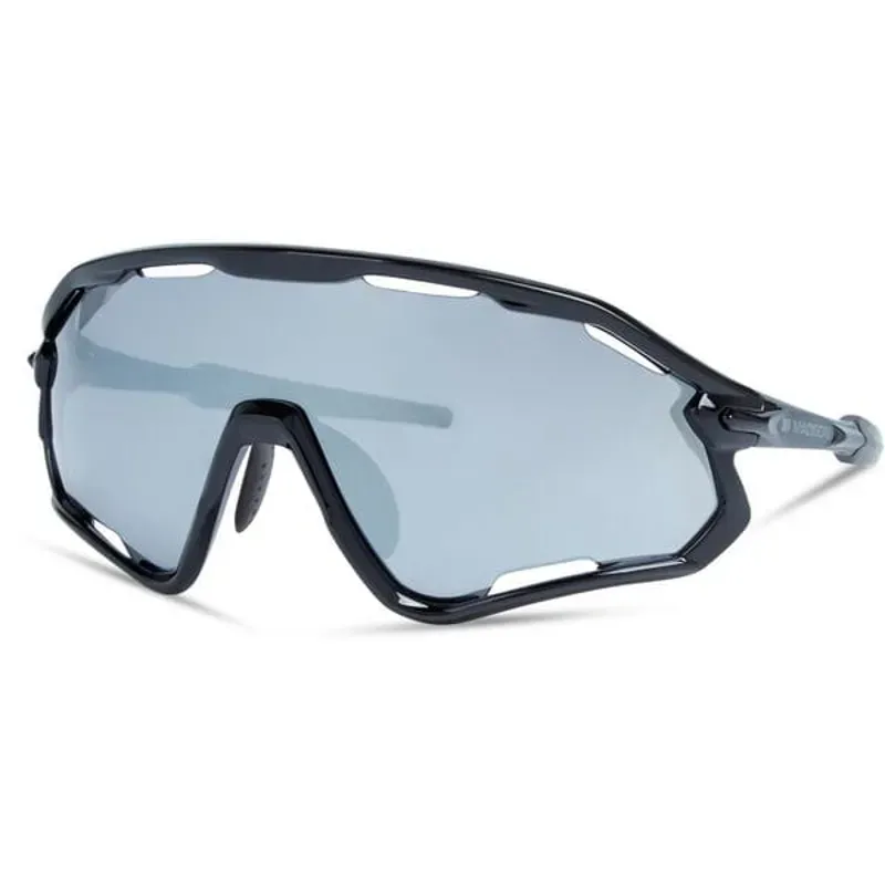Madison Code Breaker Gloss Black Sunglasses Silver Mirror Lens