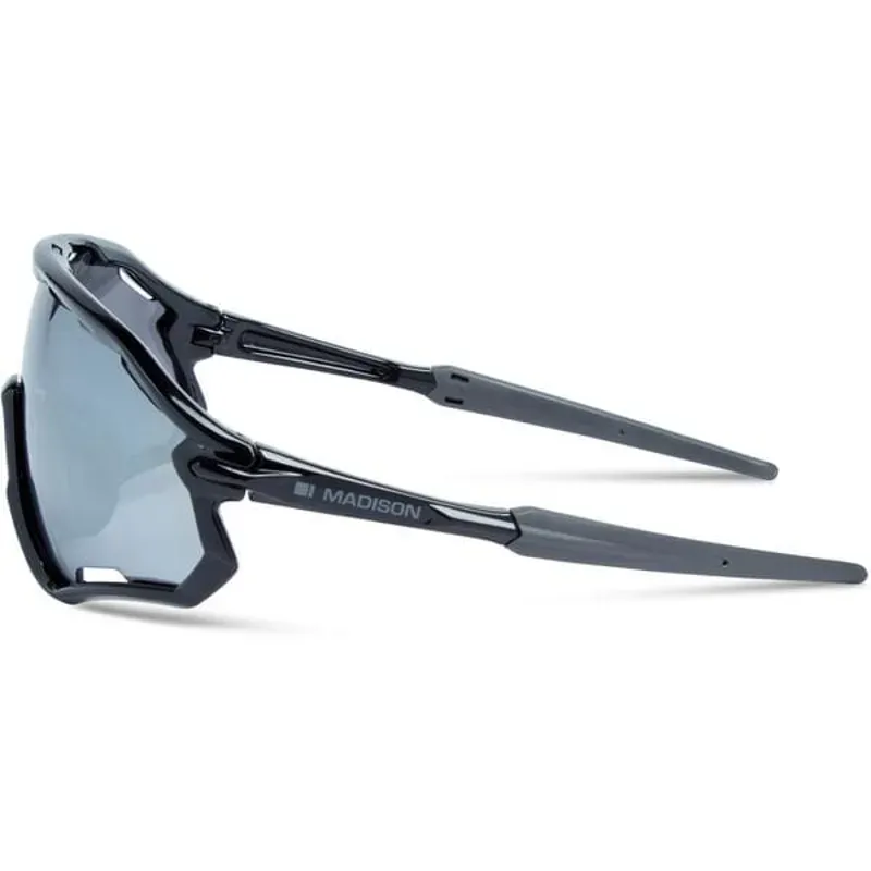 Madison Code Breaker Gloss Black Sunglasses Silver Mirror Lens-1