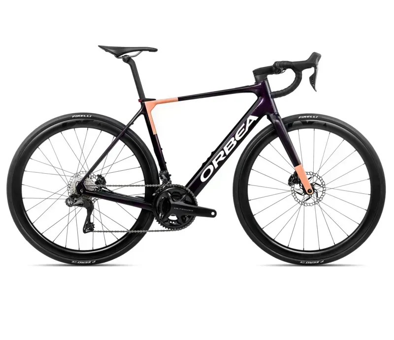 Orbea Gain M20i E-Road Bike In Fantasy Purple Carbon View Gloss/Orange Cloud Matt