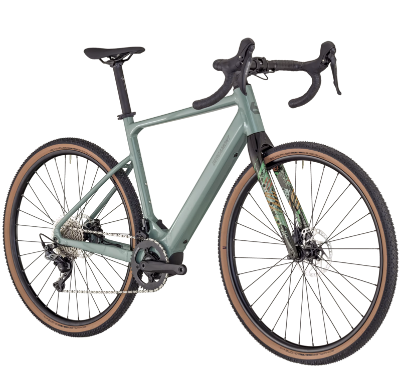 Bergamont E-Grandurance 7 Electric Gravel Bike In Shiny Rainy Green-1