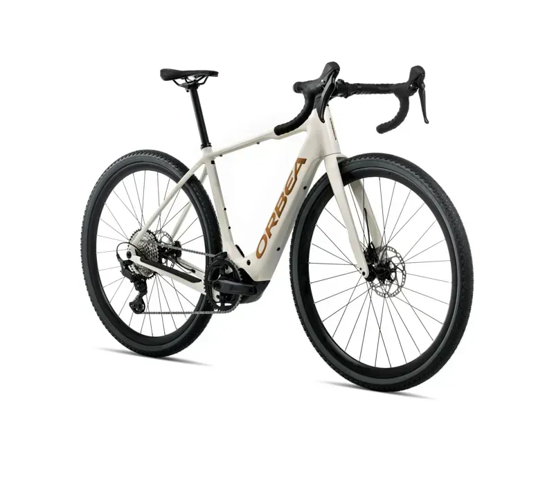 Orbea Denna H50 E-Road Bike in Ivory White Gloss/Titan Gold Gloss-1
