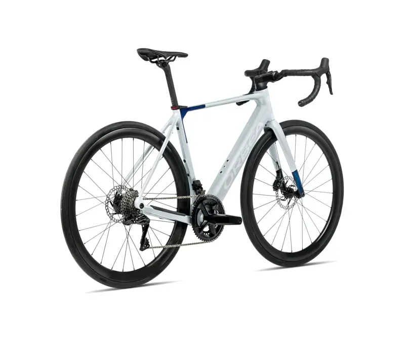 Orbea Gain M40 E-Road Bike in Halo Silver Matt/Blue Carbon View Gloss-2