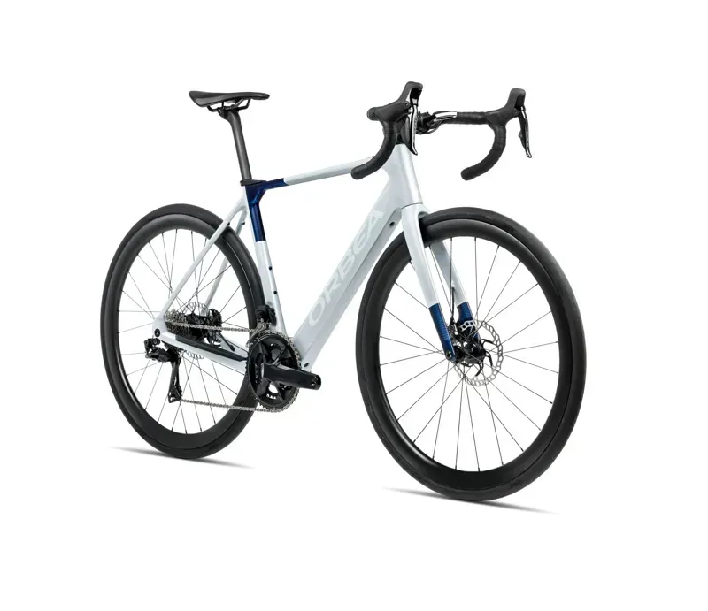 Orbea Gain M40 E-Road Bike in Halo Silver Matt/Blue Carbon View Gloss-1